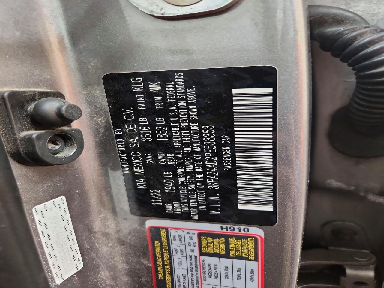 2023 Kia Rio VIN 3KPA24AD2PE538353 photo 12