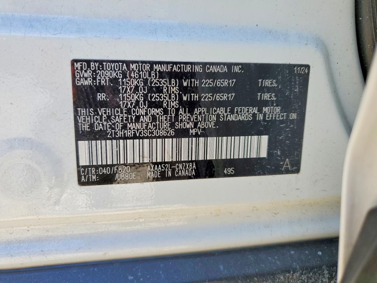2025 Toyota Rav4 VIN 2T3H1RFV3SC308626 photo 12