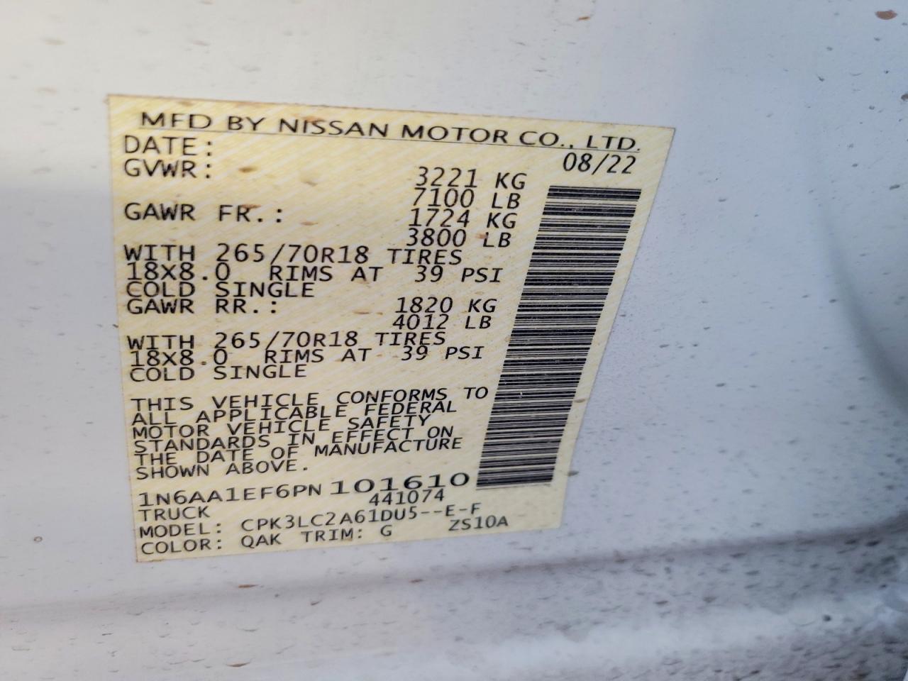 2023 NISSAN TITAN VIN 1N6AA1EF6PN101610 photo 12