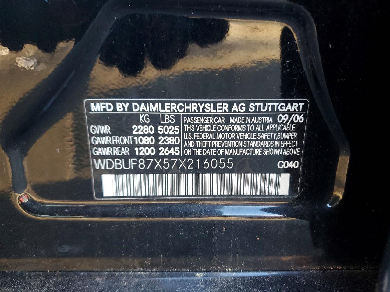 2007 MERCEDES-BENZ E-class VIN WDBUF87X57X216055 photo 12