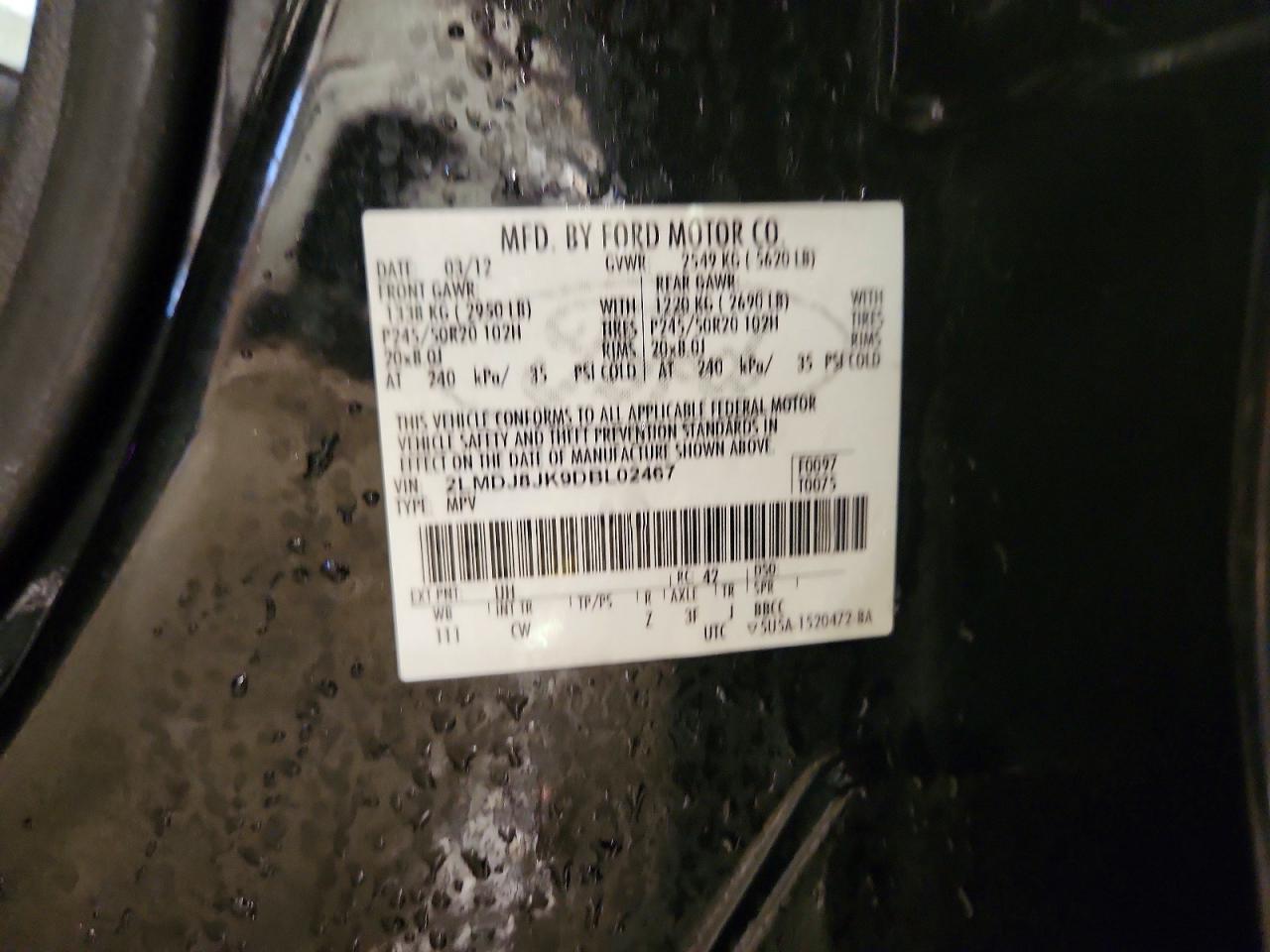 2013 Lincoln Mkx VIN 2LMDJ8JK9DBL02467 photo 12