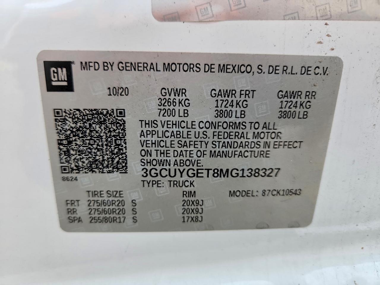 2021 Chevrolet All models VIN 3GCUYGET8MG138327 photo 12
