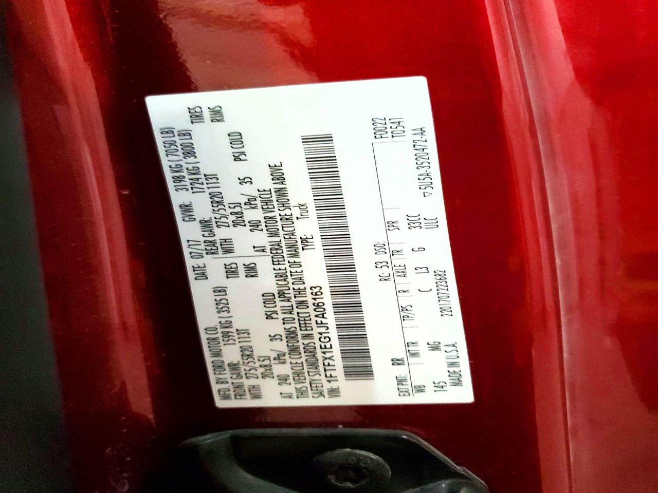 2018 FORD F150 VIN 1FTFX1EG1JFA06163 photo 12