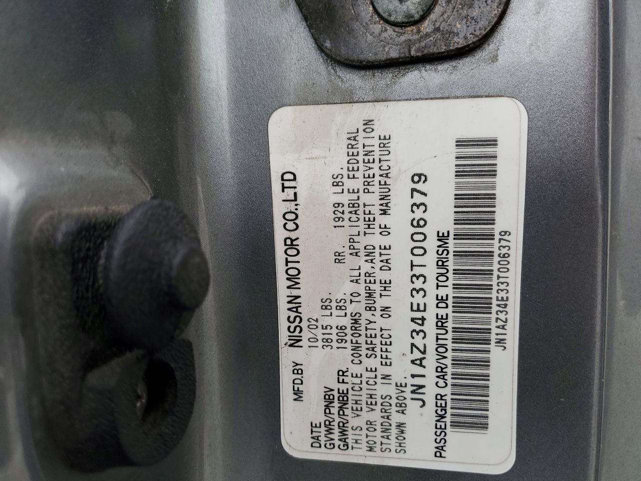 2003 NISS 350z VIN JN1AZ34E33T006379 photo 12