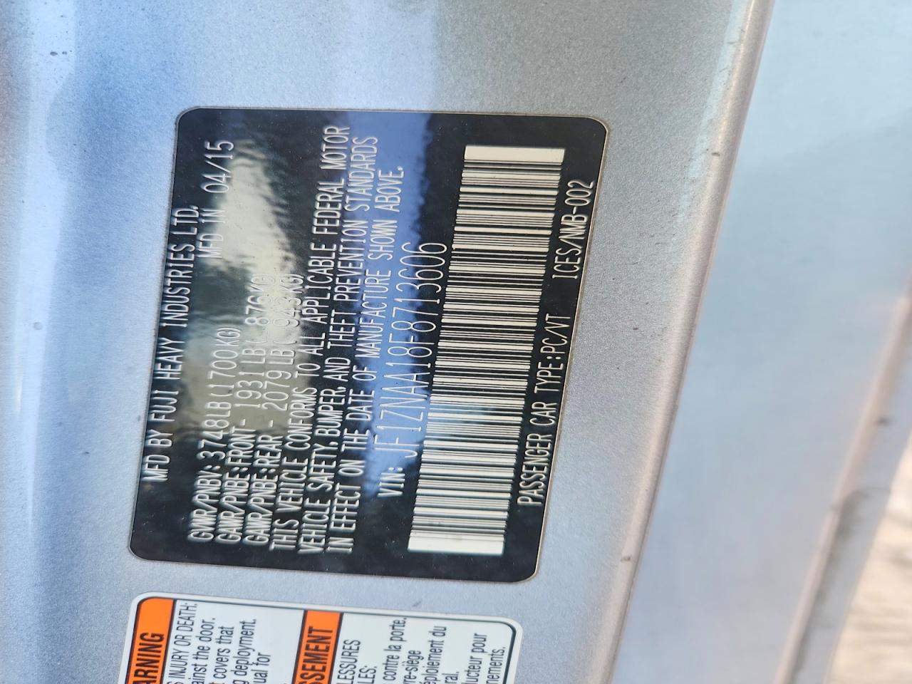 2015 Toyota Scion VIN JF1ZNAA18F8713606 photo 12