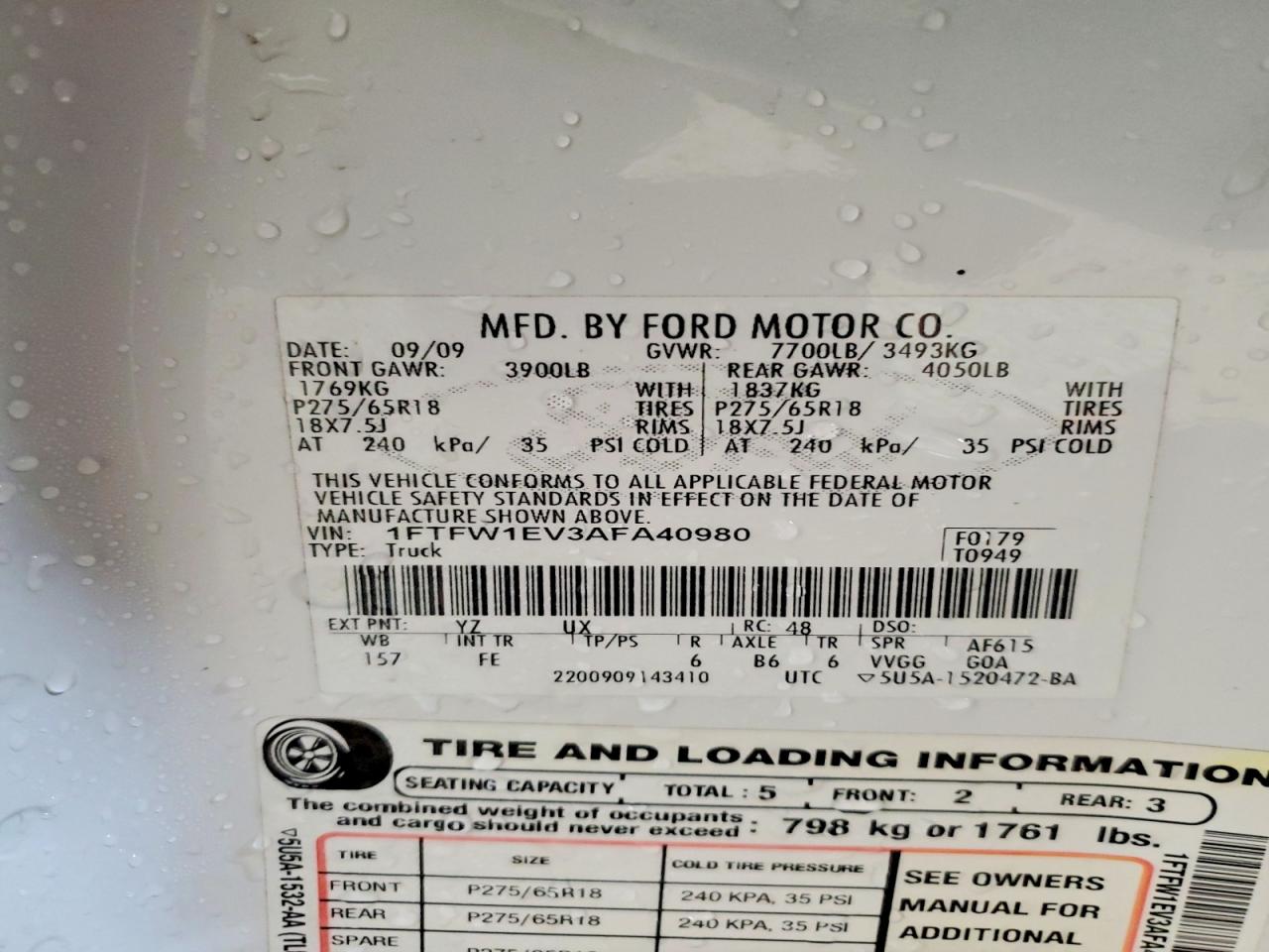2010 Ford F150 VIN 1FTFW1EV3AFA40980 photo 12