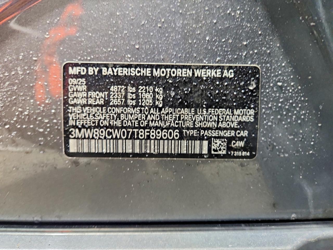 2026 BMW 3 series VIN 3MW89CW07T8F89606 photo 12