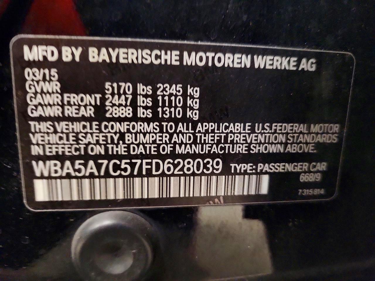 2015 BMW 5 series VIN WBA5A7C57FD628039 photo 12