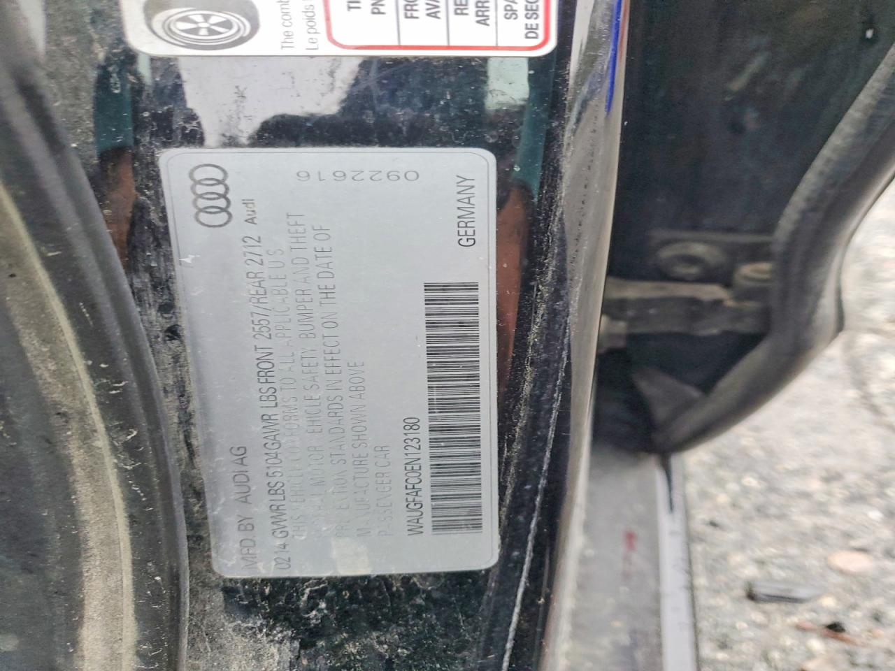 2014 Audi A6 VIN WAUGFAFC0EN123180 photo 12