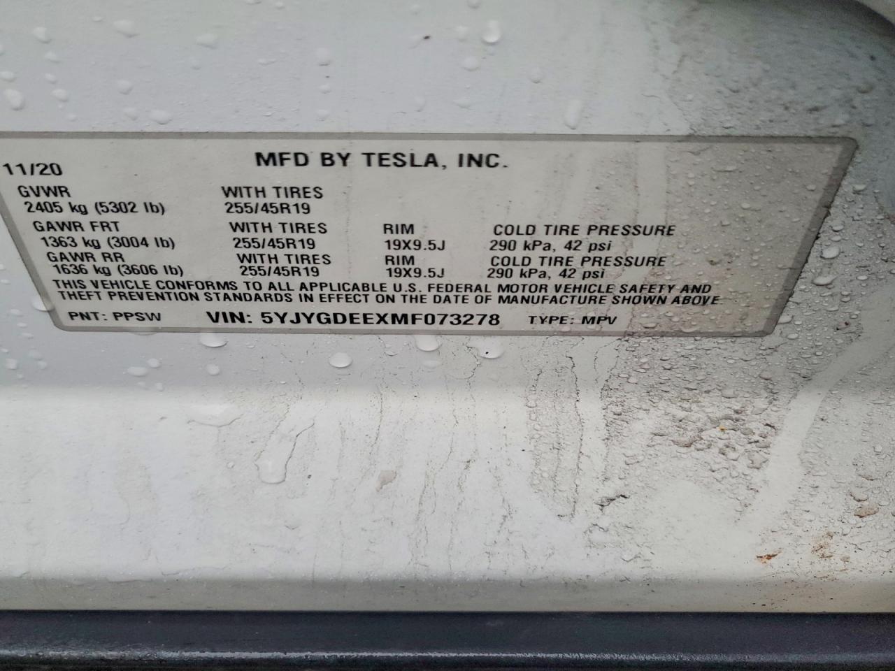 2021 Tesla Model y VIN 5YJYGDEEXMF073278 photo 12