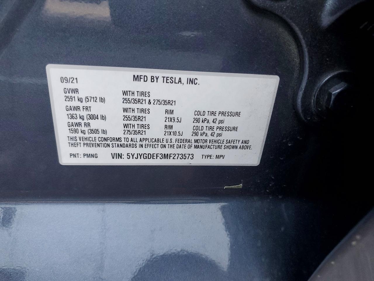 2021 Tesla Model y VIN 5YJYGDEF3MF273573 photo 12