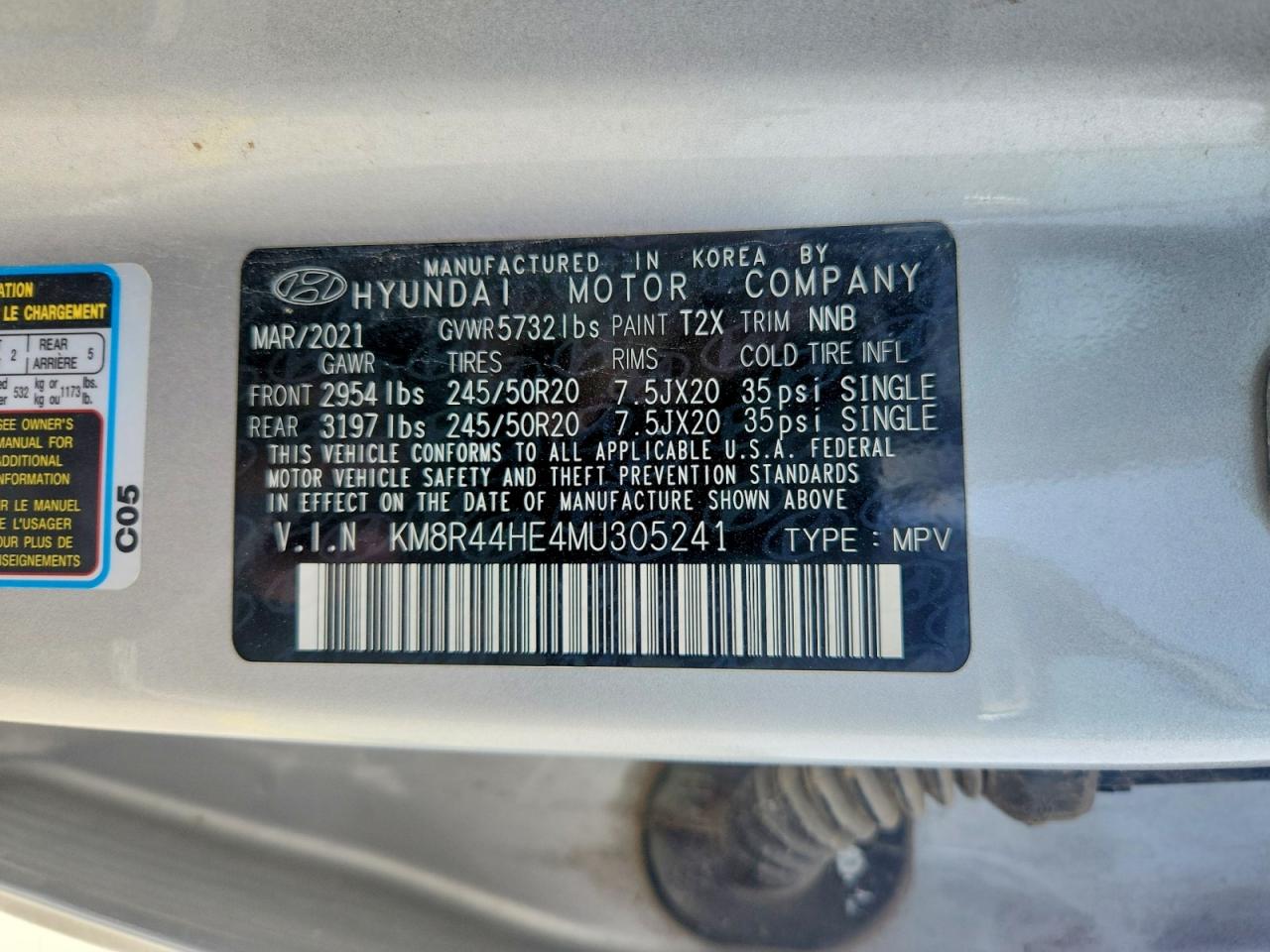 2021 Hyundai Palisade VIN KM8R44HE4MU305241 photo 12