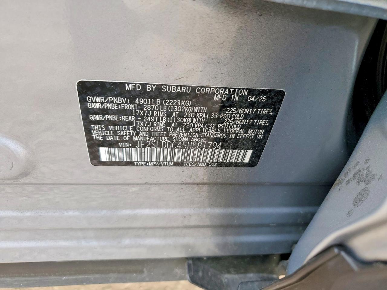 2025 Subaru Forester VIN JF2SLDDC4SH581794 photo 12