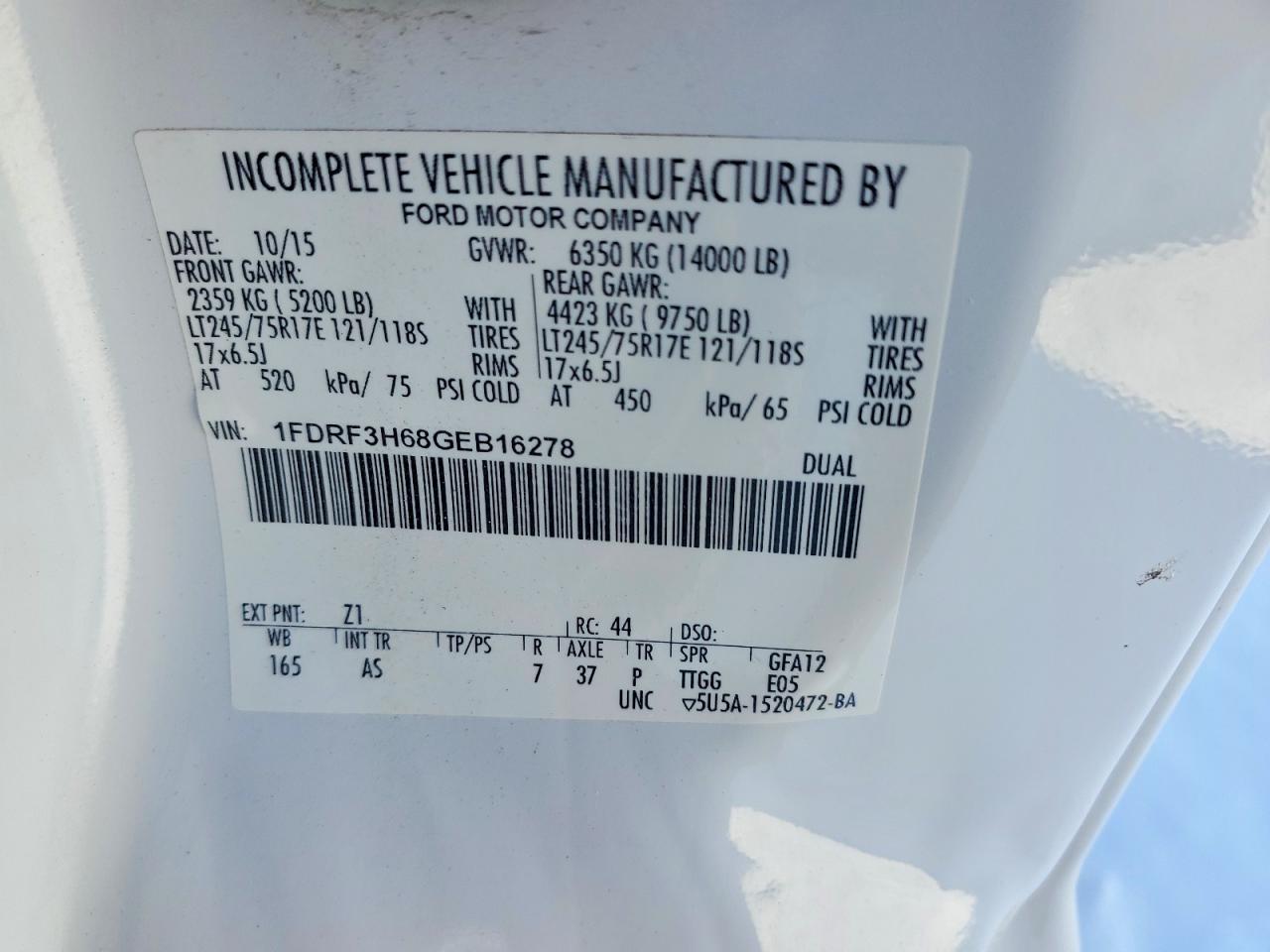 2016 Ford F350 VIN 1FDRF3H68GEB16278 photo 12