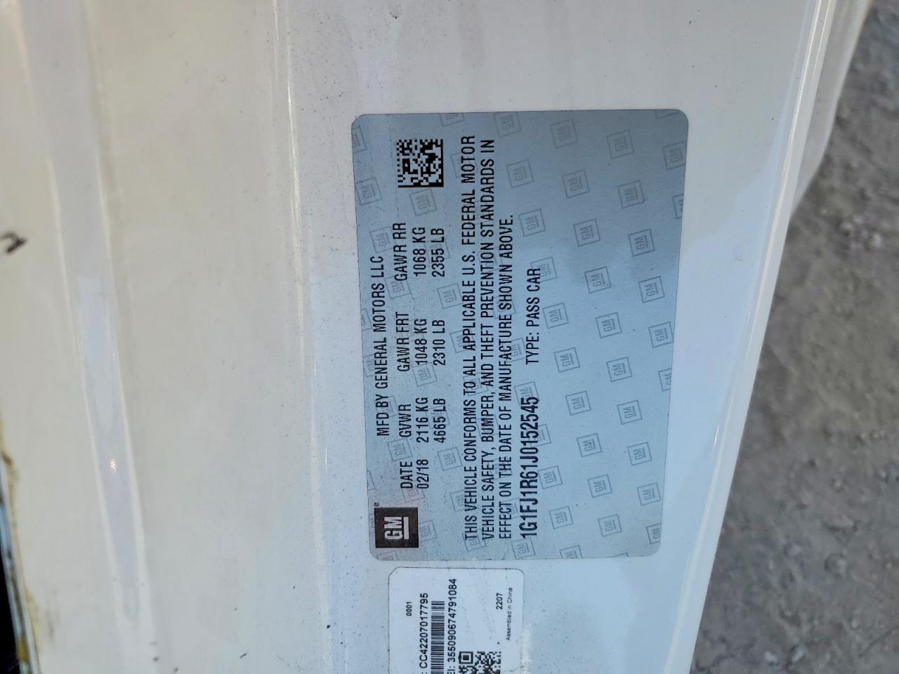 2018 CHEV Camaro VIN 1G1FJ1R61J0152545 photo 12