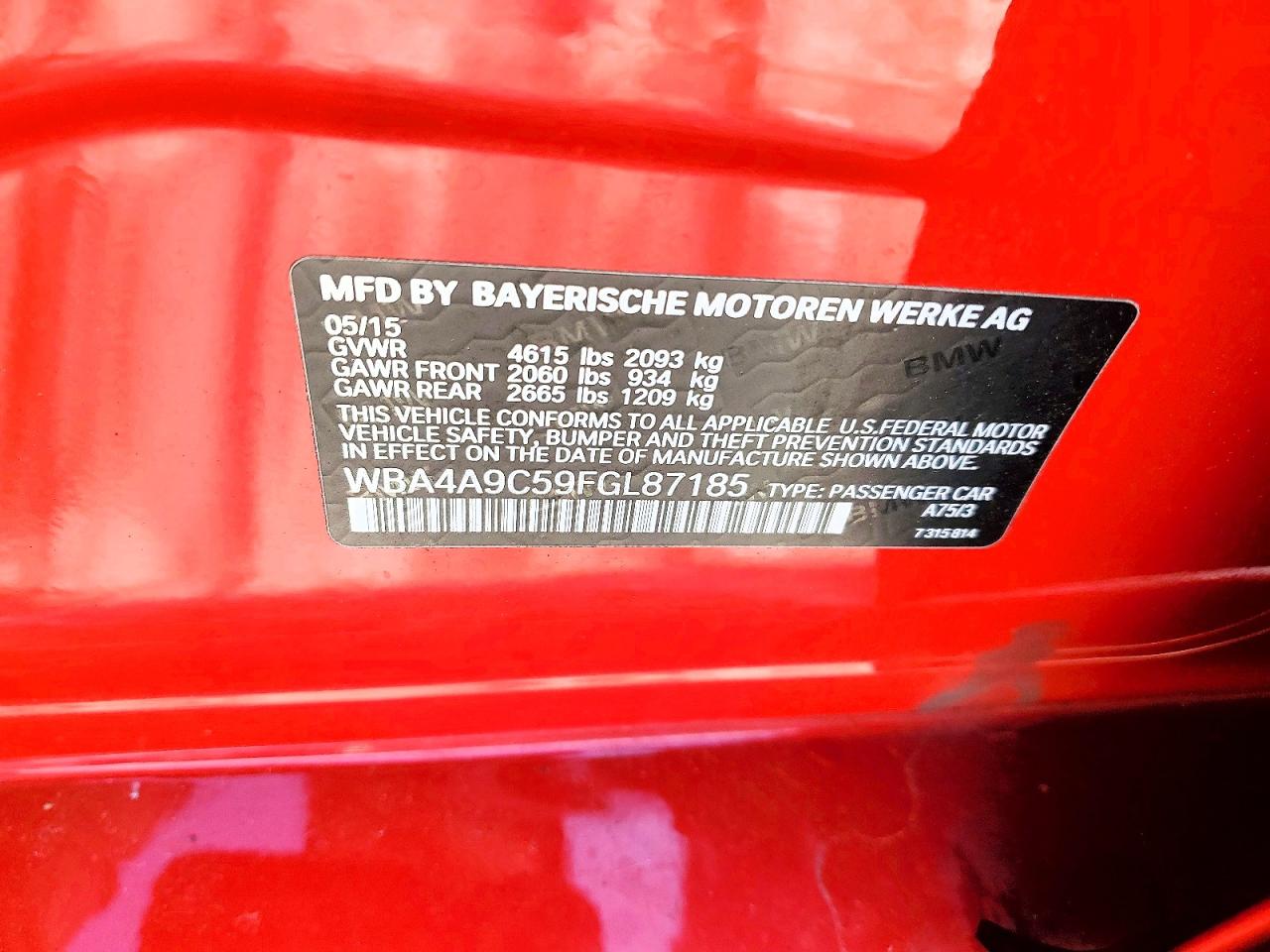 2015 BMW 4 series VIN WBA4A9C59FGL87185 photo 12