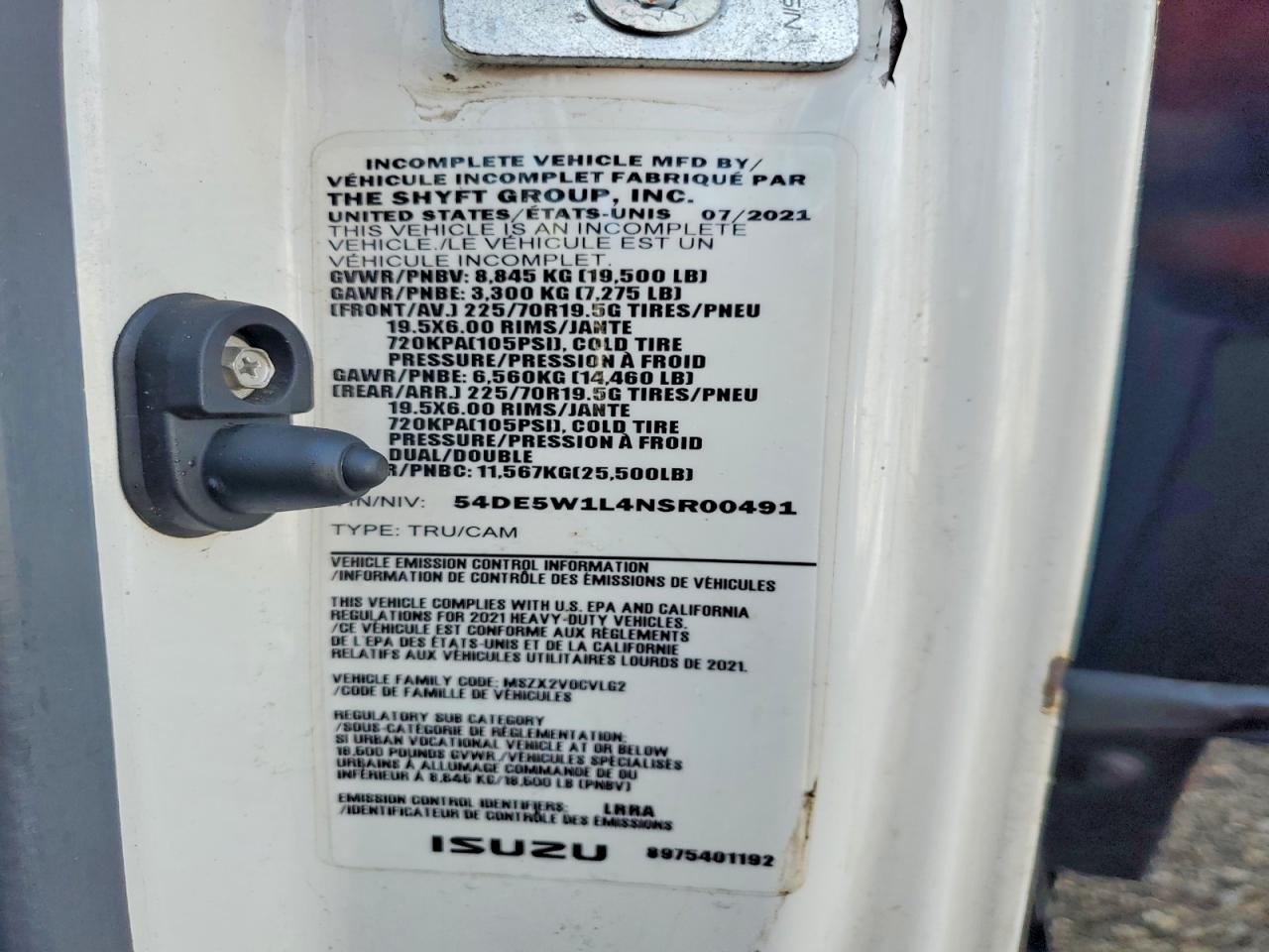 2022 Isuzu All models VIN 54DE5W1L4NSR00491 photo 10