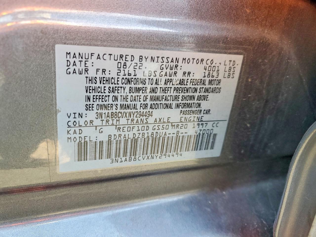 2022 Nissan Sentra sv VIN 3N1AB8CVXNY294494 photo 12
