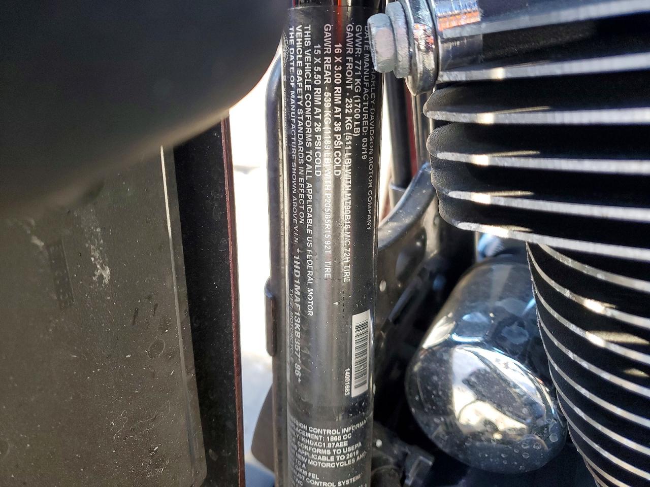 2019 HARLEY Fl VIN 1HD1MAF13KB857286 photo 10