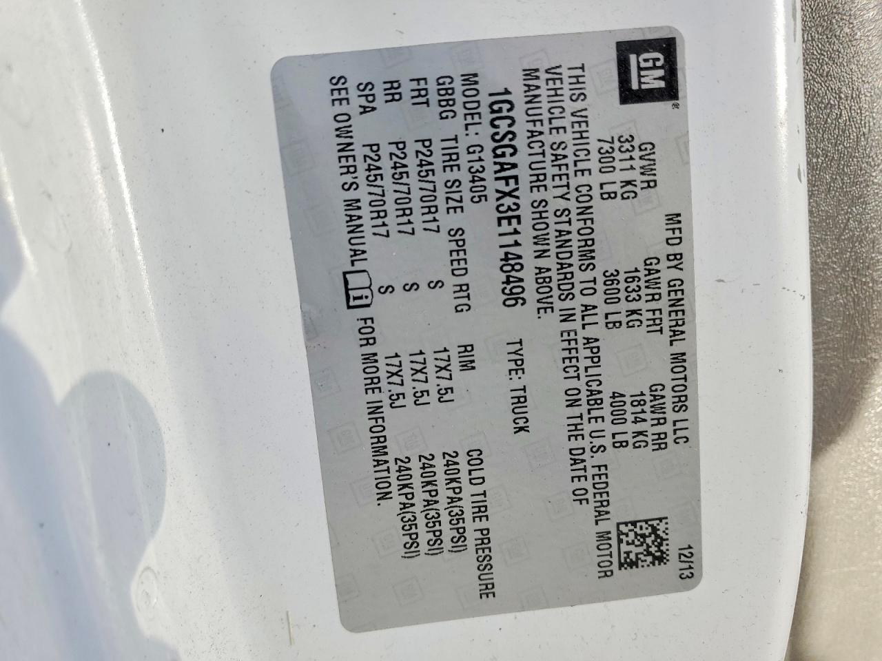 2014 Chevrolet Express VIN 1GCSGAFX3E1148496 photo 12