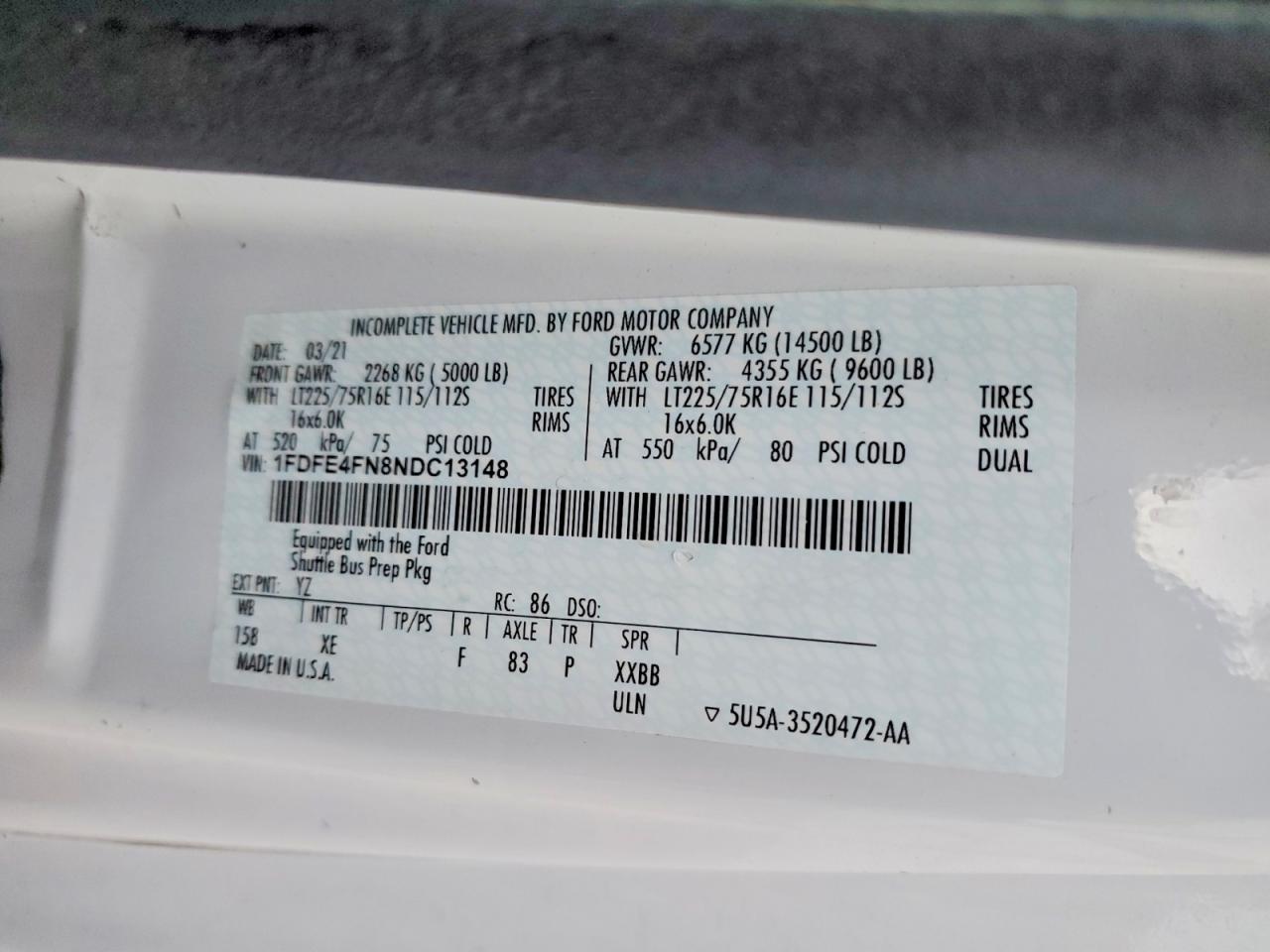 2022 Ford All models VIN 1FDFE4FN8NDC13148 photo 12