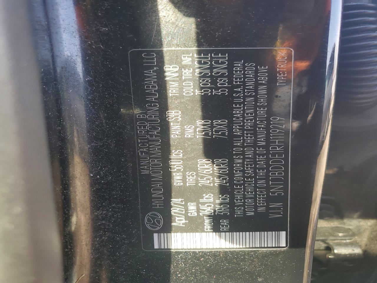 2024 Hyundai Santa cruz VIN 5NTJBDDE1RH119219 photo 12