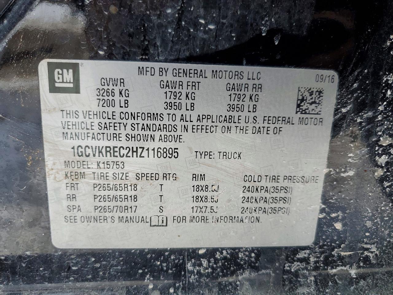 2017 Chevrolet All models VIN 1GCVKREC2HZ116895 photo 12