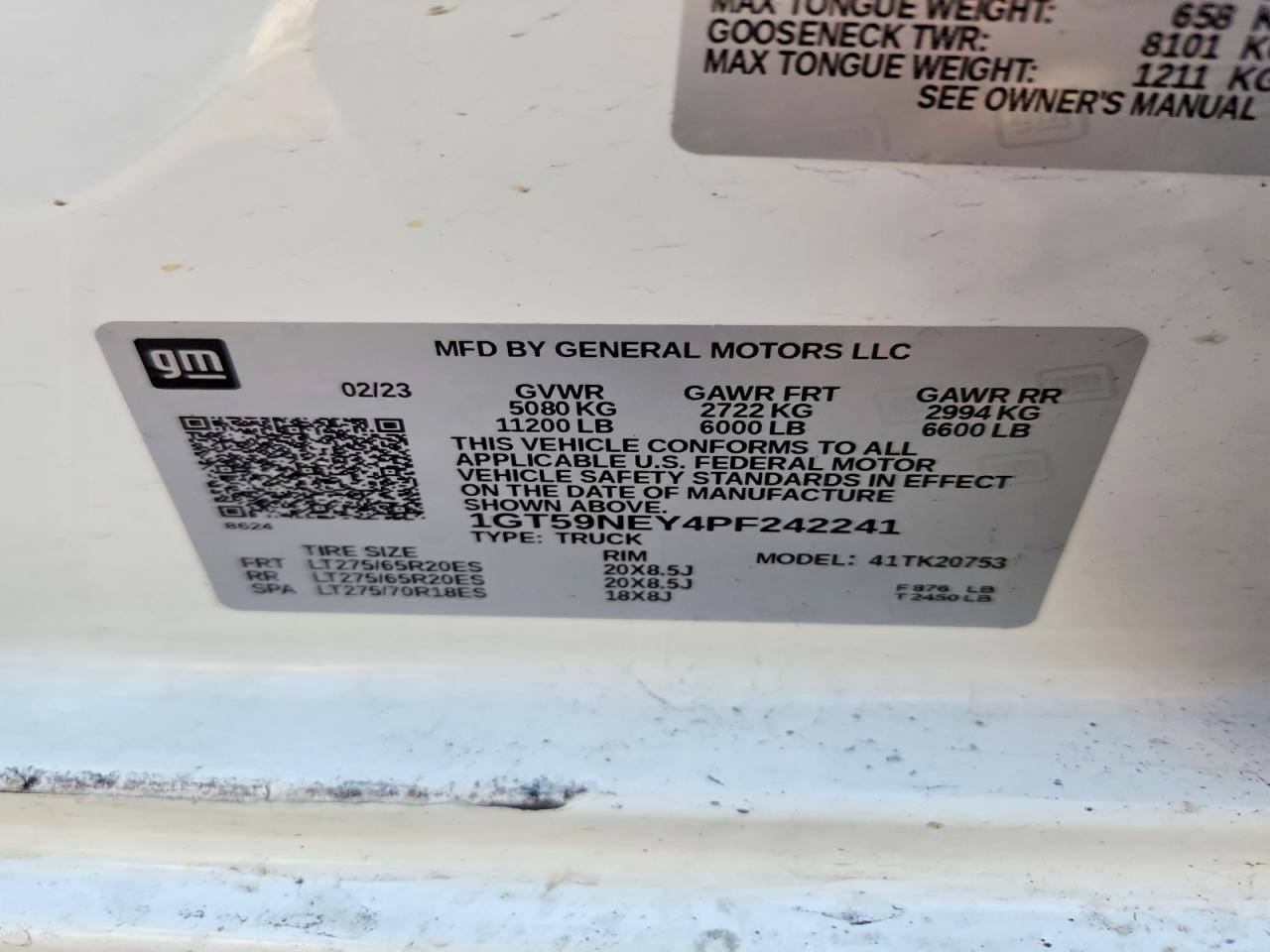 2023 GMC SIERRA VIN 1GT59NEY4PF242241 photo 12