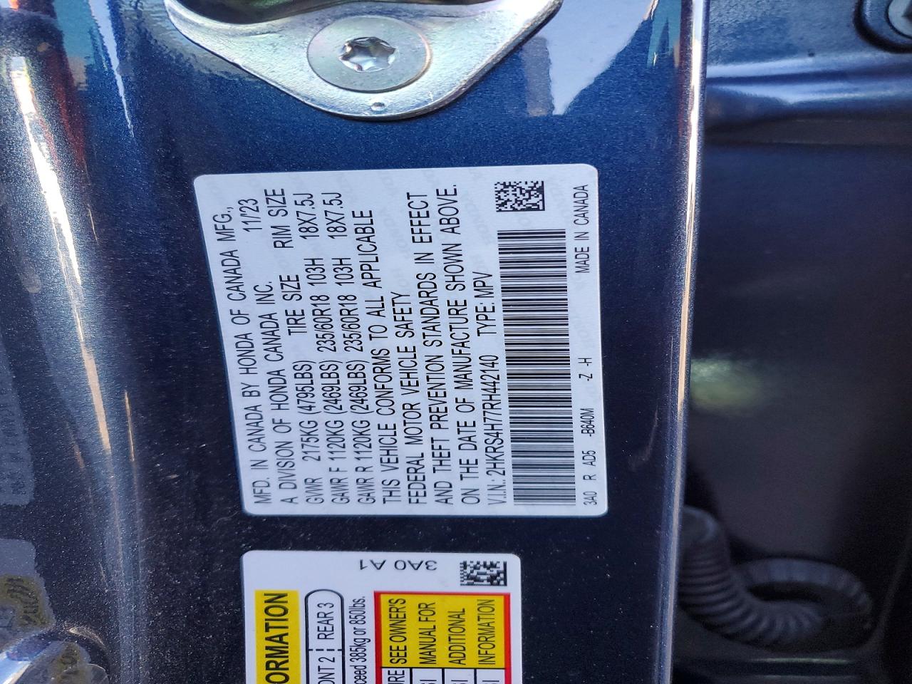 2024 Honda Crv VIN 2HKRS4H77RH442140 photo 12