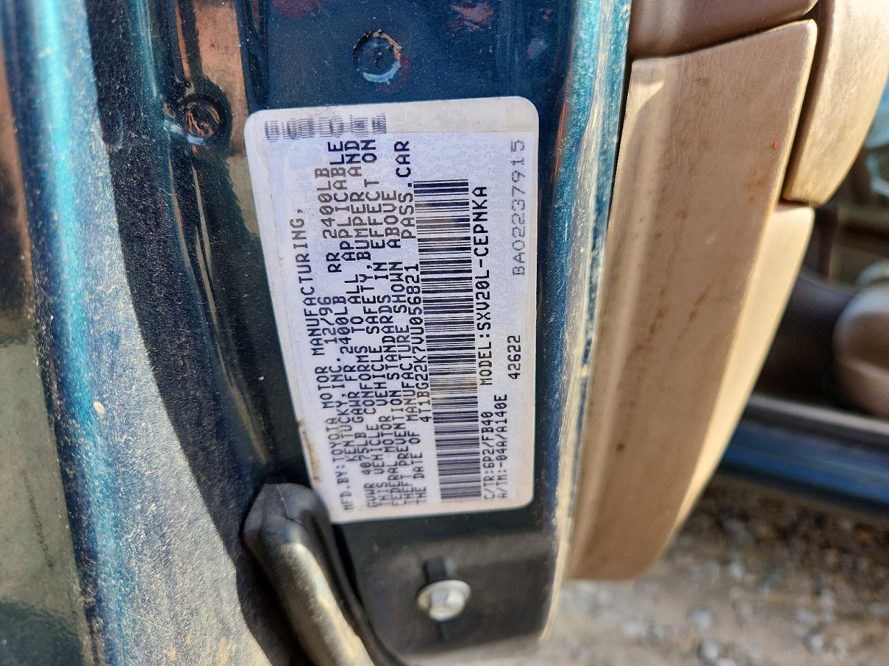 1997 TOYT Camry VIN 4T1BG22K7VU056821 photo 12