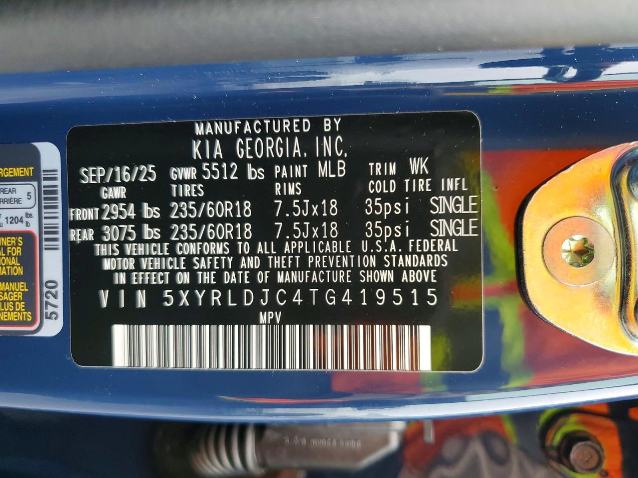 2026 Kia Sorento VIN 5XYRLDJC4TG419515 photo 12