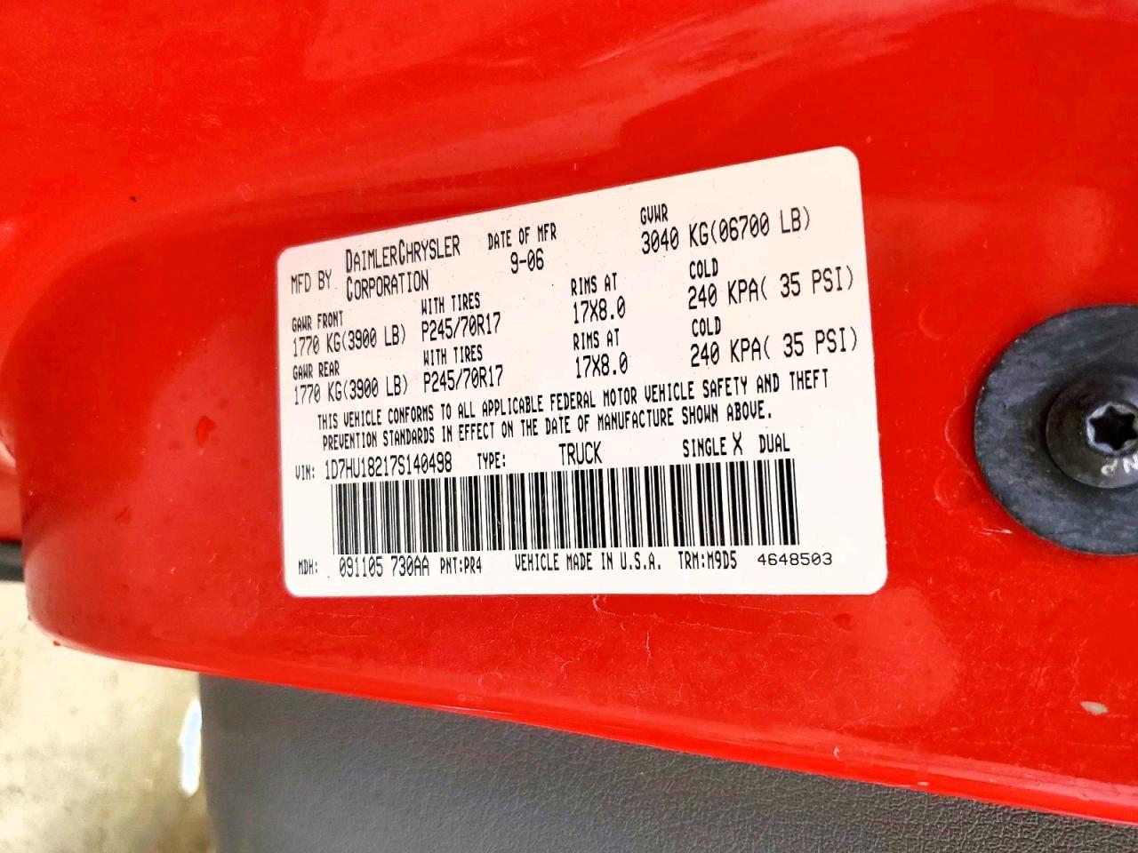 2007 Dodge Ram 1500 VIN 1D7HU18217S140498 photo 12
