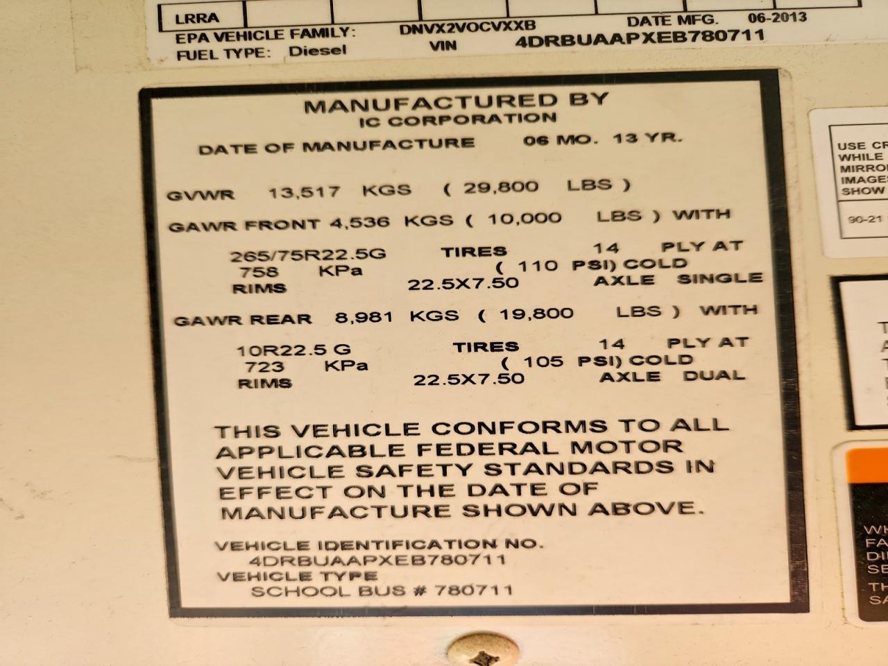2014 IC Ce series VIN 4DRBUAAPXEB780711 photo 10
