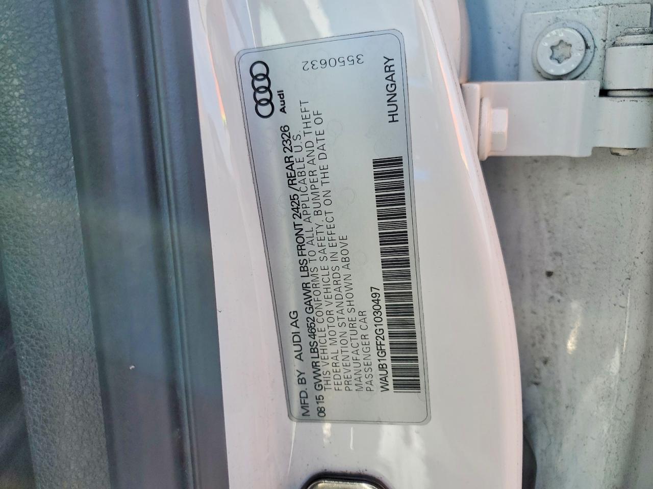 2016 Audi S3 VIN WAUB1GFF2G1030497 photo 12