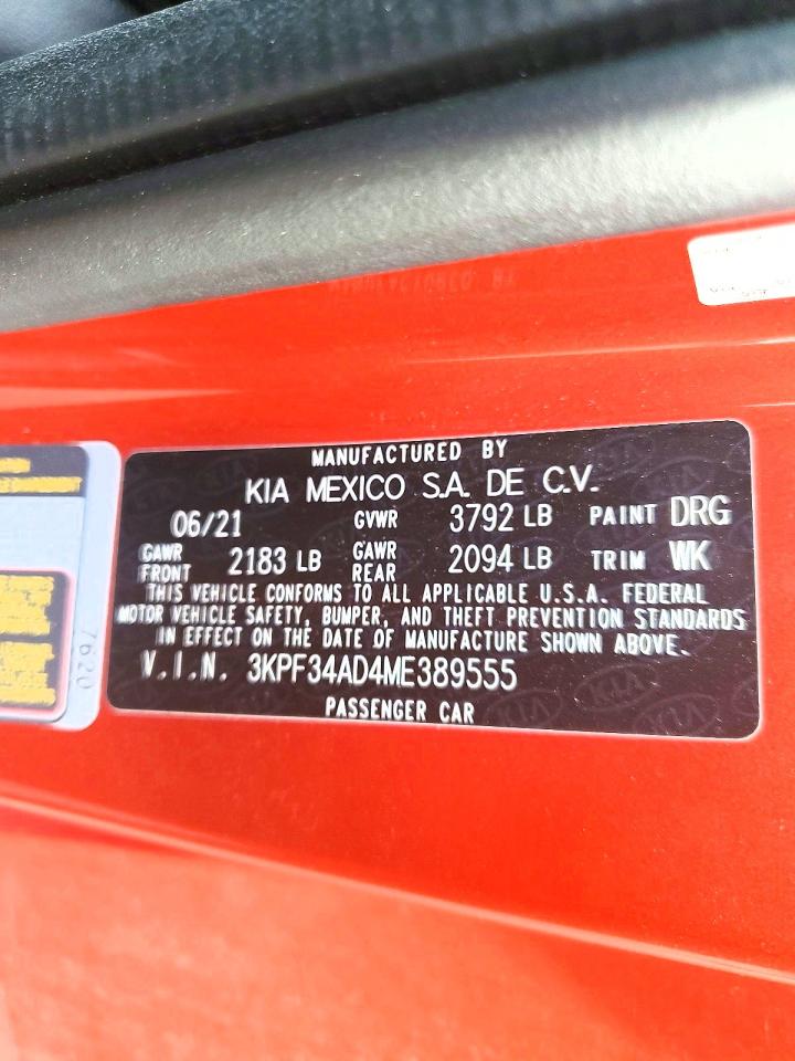 2021 Kia Forte VIN 3KPF34AD4ME389555 photo 12