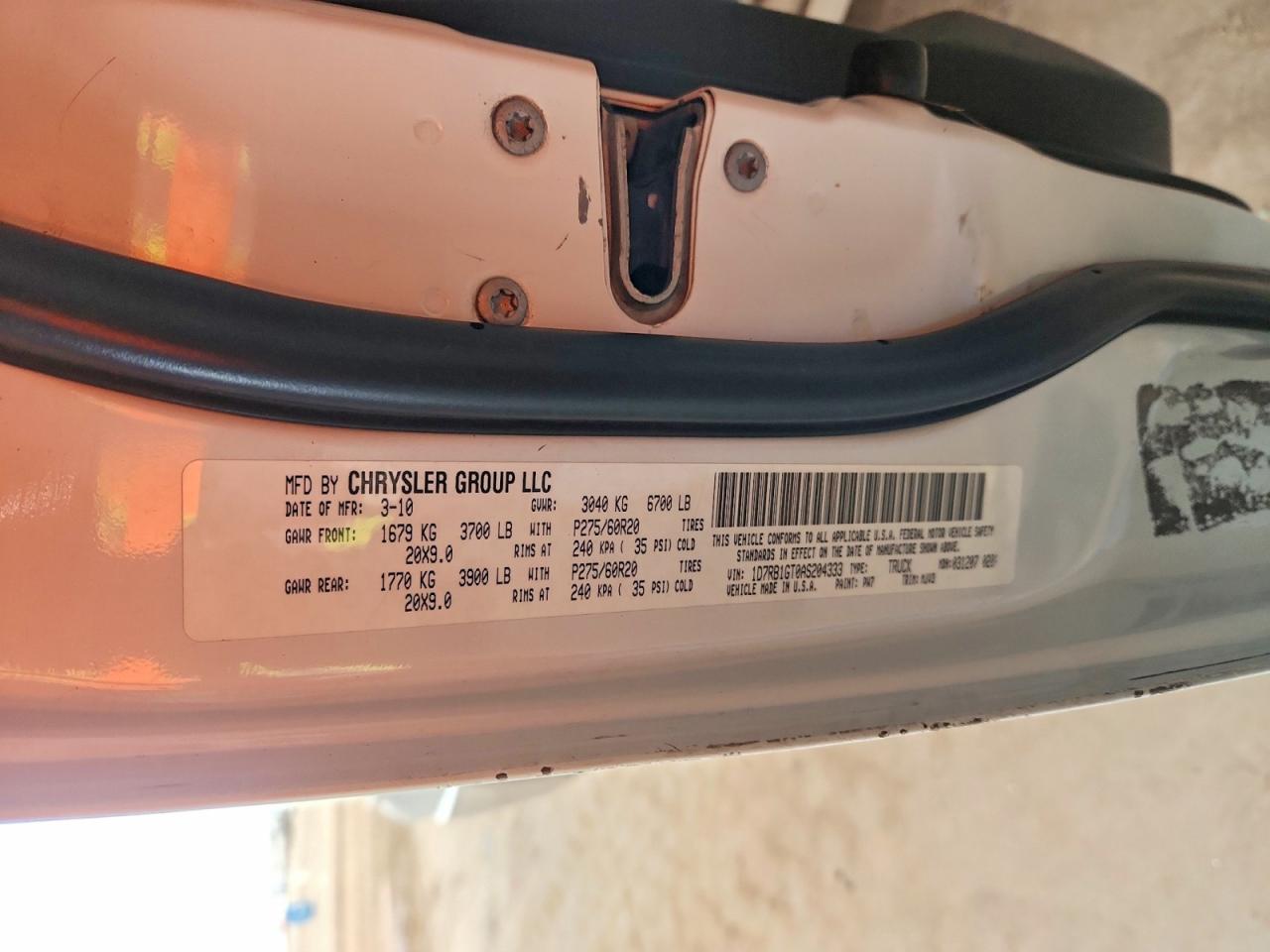 2010 Dodge All models VIN 1D7RB1GT0AS204333 photo 12