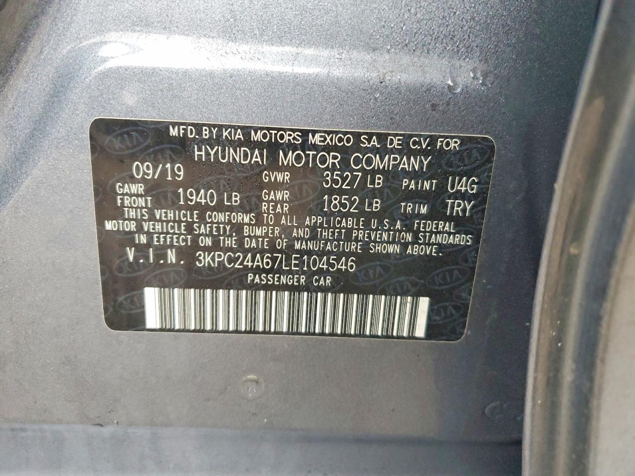 2020 Hyundai Accent VIN 3KPC24A67LE104546 photo 12