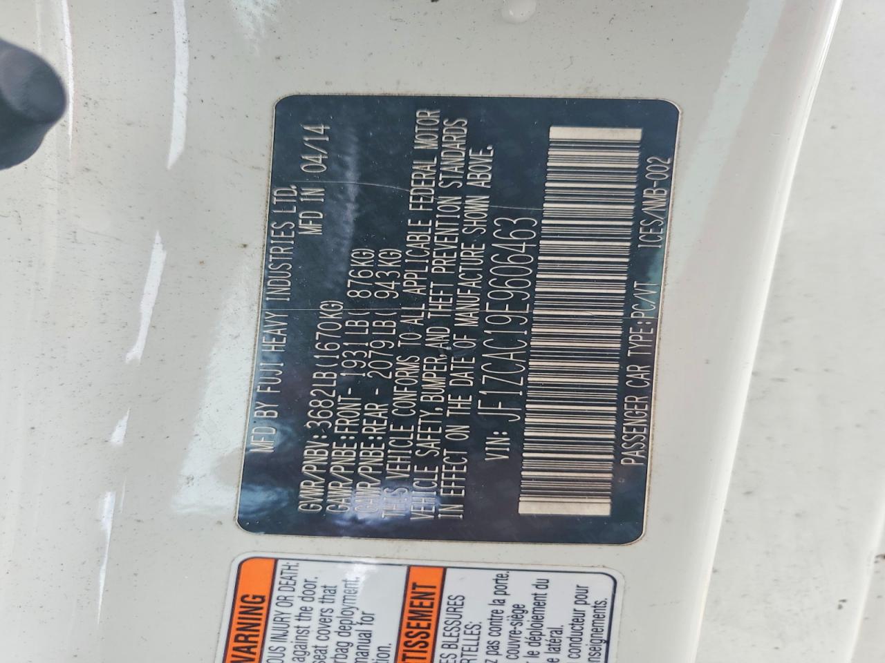 2014 Subaru Brz VIN JF1ZCAC19E9606463 photo 12