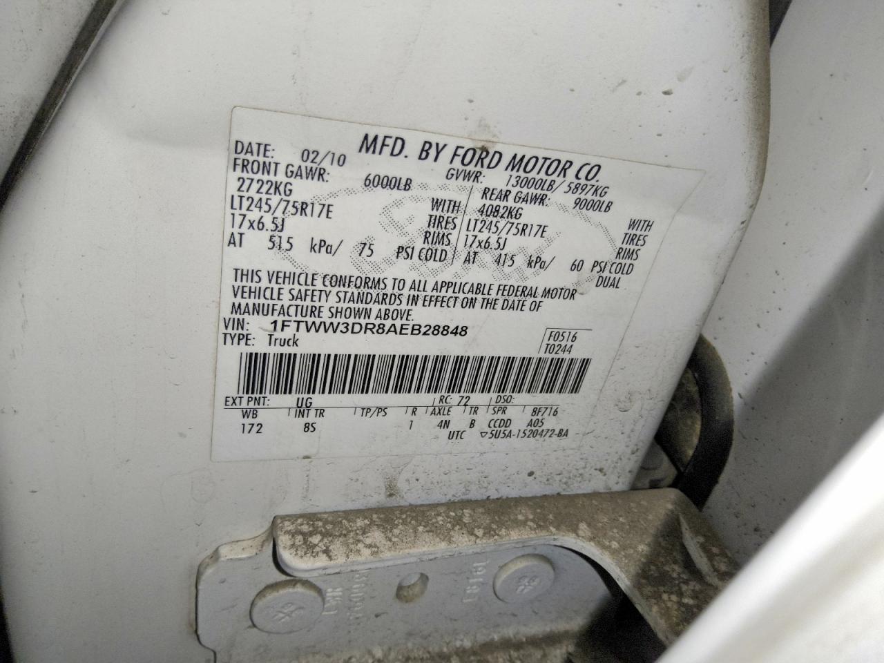 2010 Ford F350 VIN 1FTWW3DR8AEB28848 photo 12