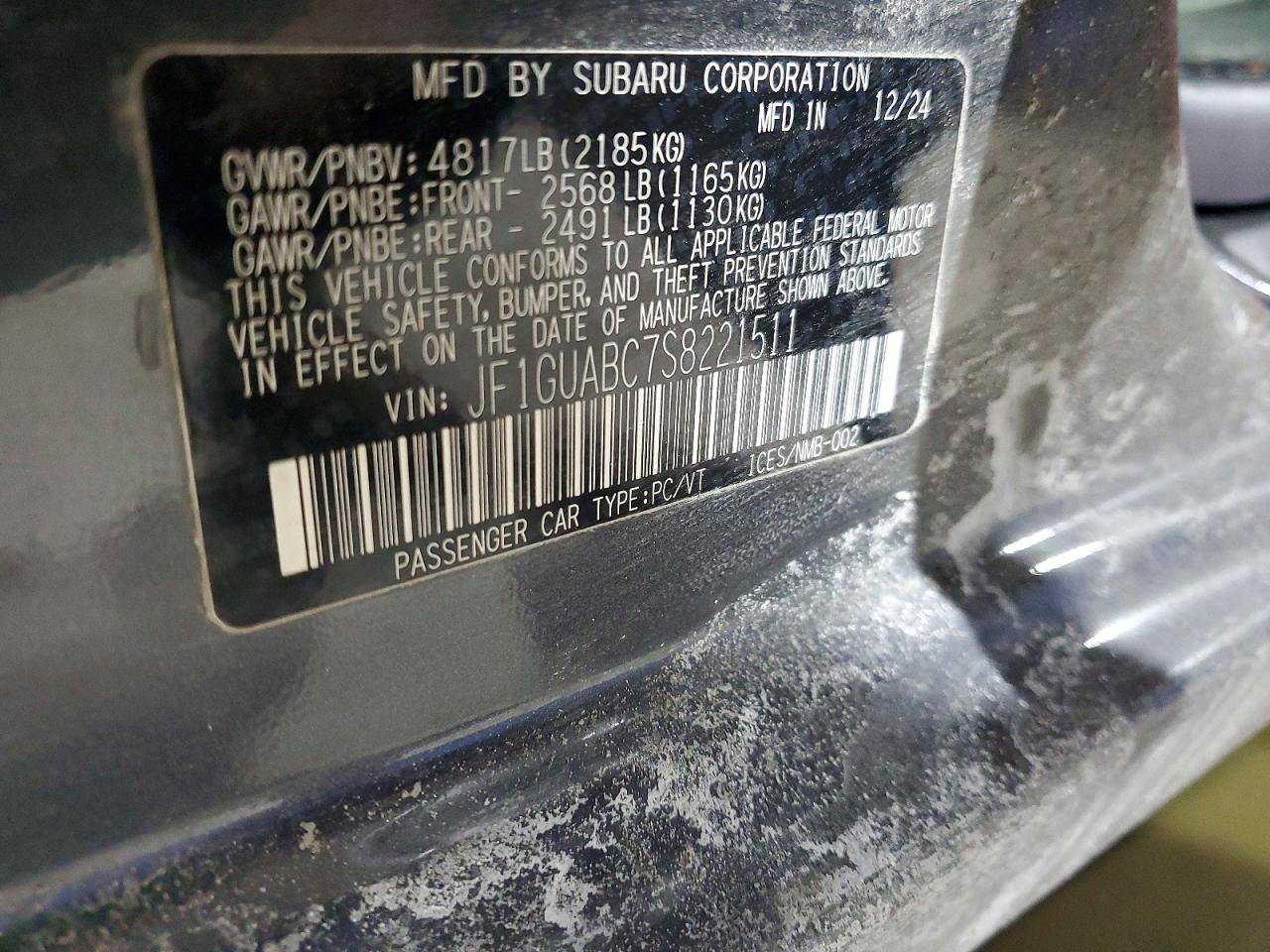 2025 Subaru Impreza VIN JF1GUABC7S8221511 photo 12