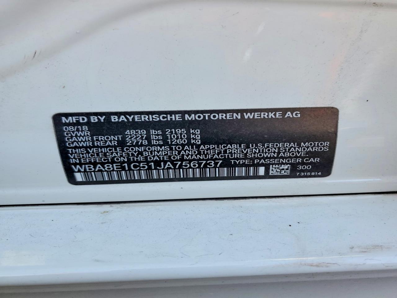 2018 BMW 3 series VIN WBA8E1C51JA756737 photo 12