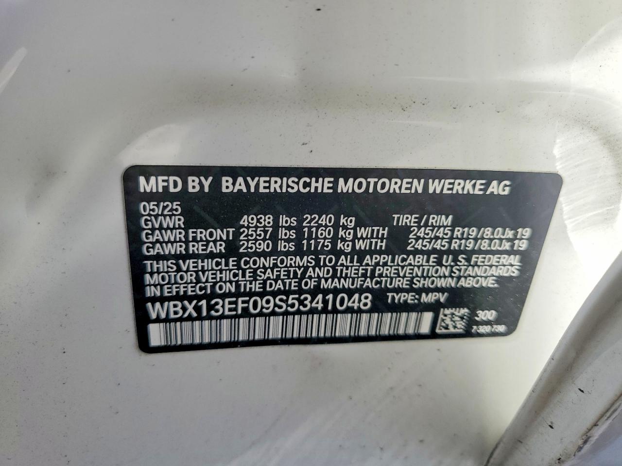 2025 BMW X1 VIN WBX13EF09S5341048 photo 12