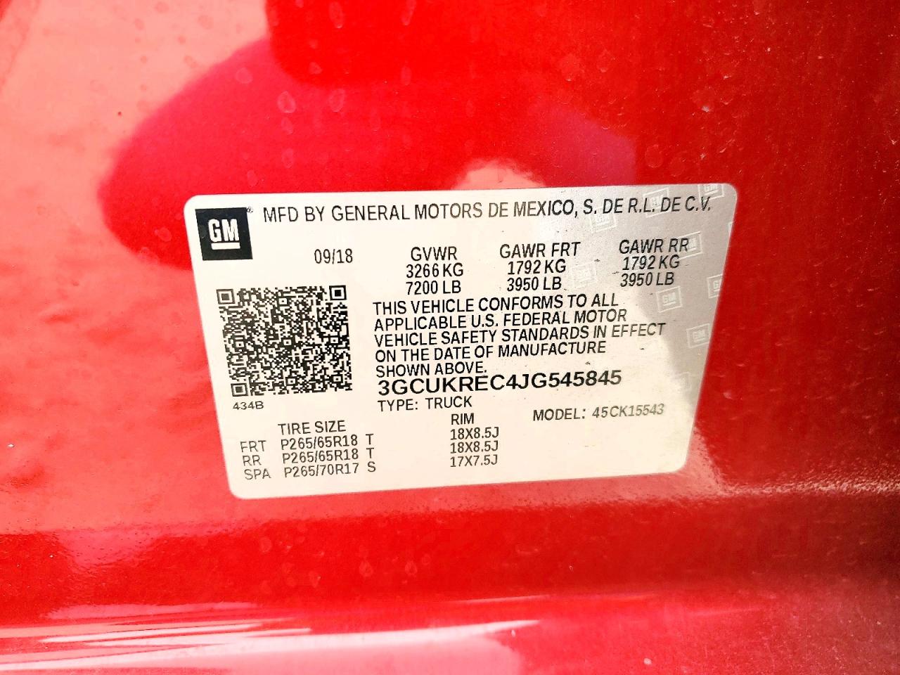 2018 Chevrolet All models VIN 3GCUKREC4JG545845 photo 12