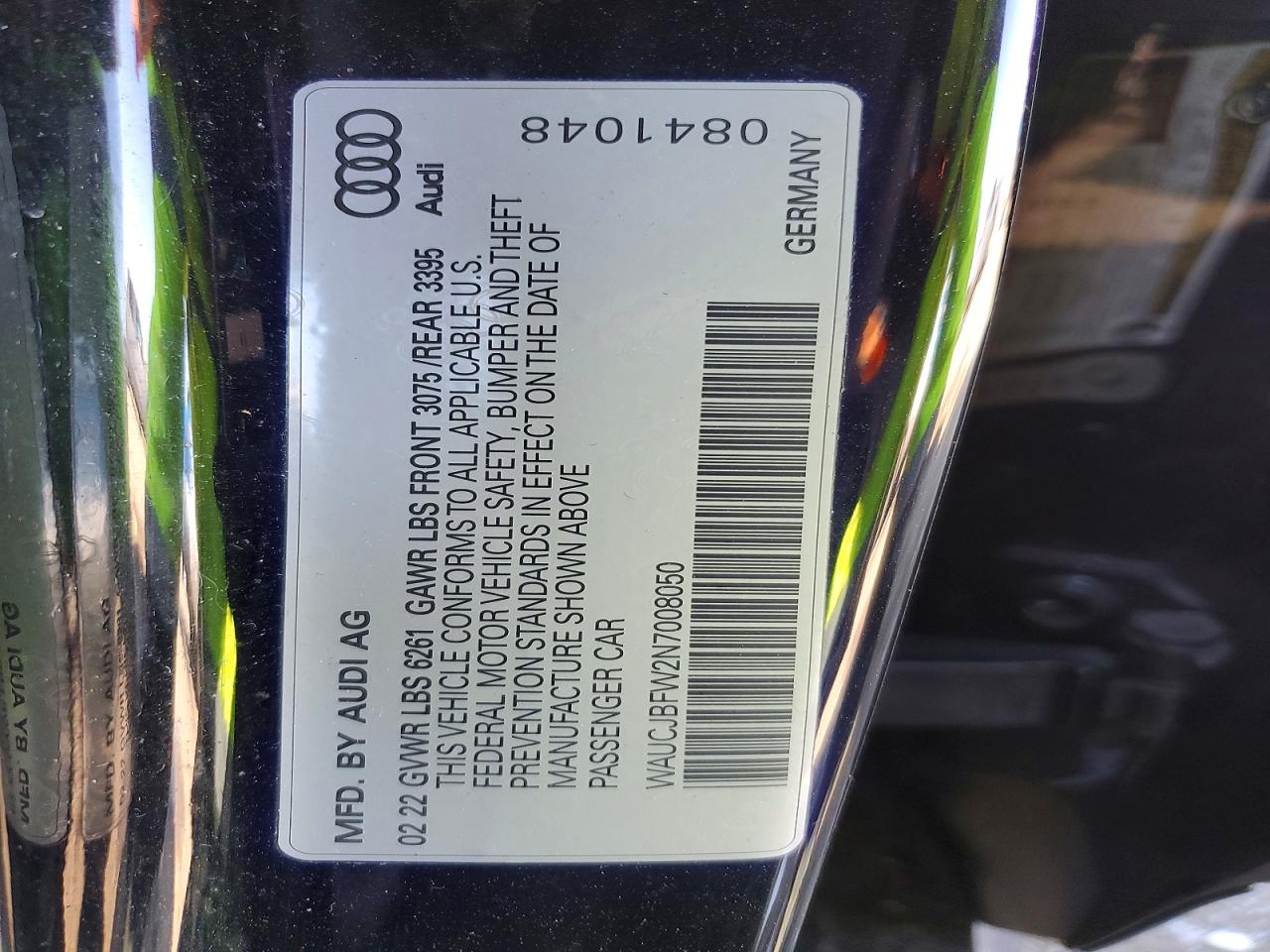 2022 Audi E-tron gt VIN WAUCJBFW2N7008050 photo 12