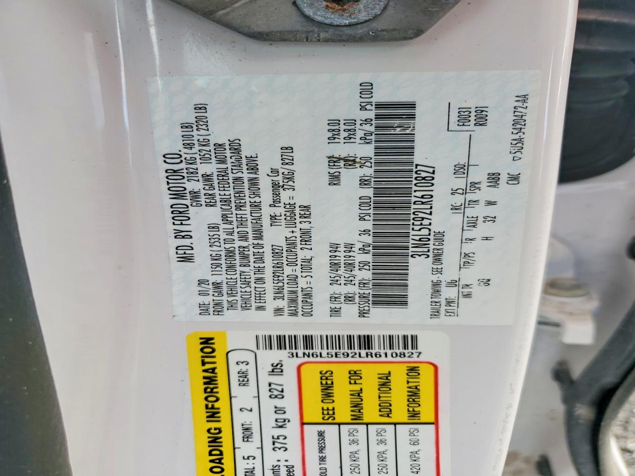 2020 Lincoln Mkz VIN 3LN6L5E92LR610827 photo 12