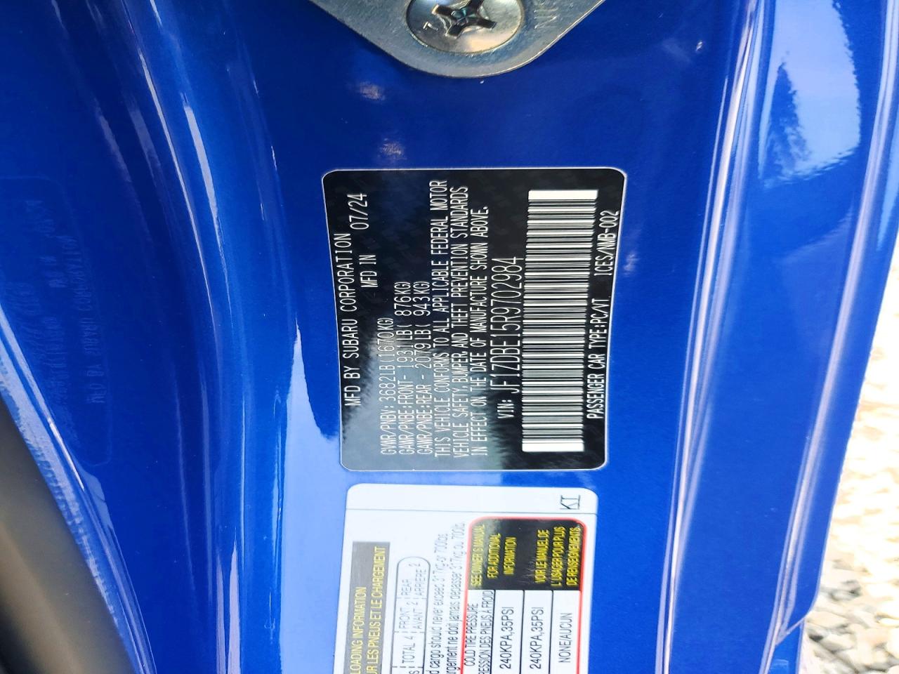2024 Subaru Brz VIN JF1ZDBE15R9702984 photo 12
