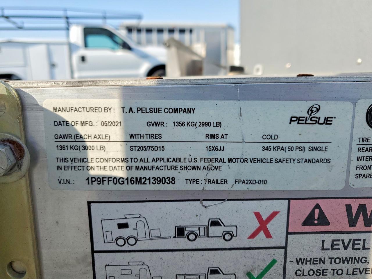 2021 PELSUE TRAILER VIN 1P9FF0G16M2139038 photo 10