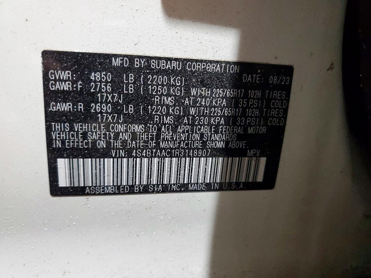 2024 Subaru LEGACY VIN 4S4BTAAC1R3148907 photo 12