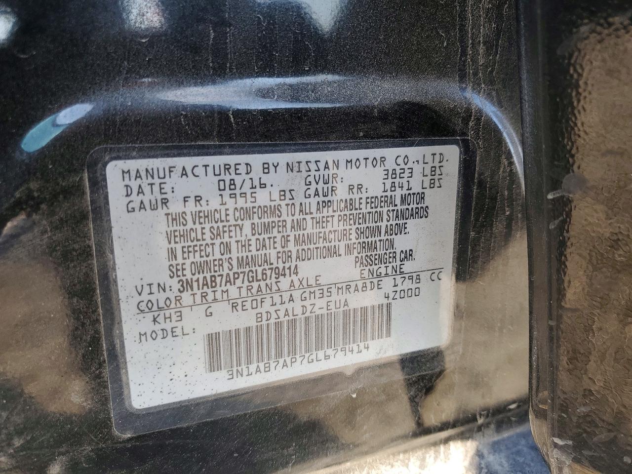 2016 NISS Sentra VIN 3N1AB7AP7GL679414 photo 12