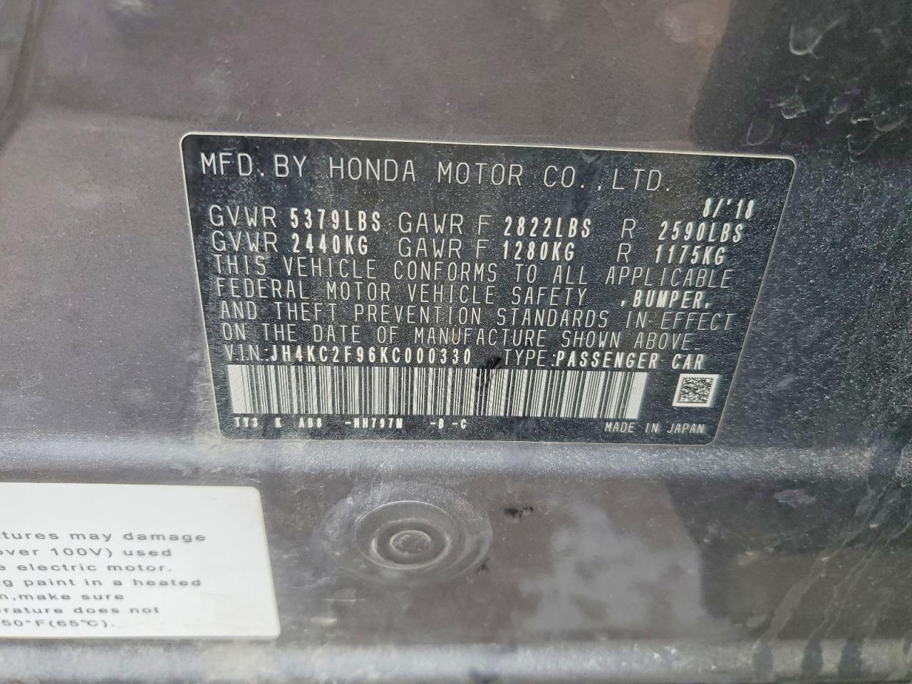 2019 Acura RLX VIN JH4KC2F96KC000330 photo 12